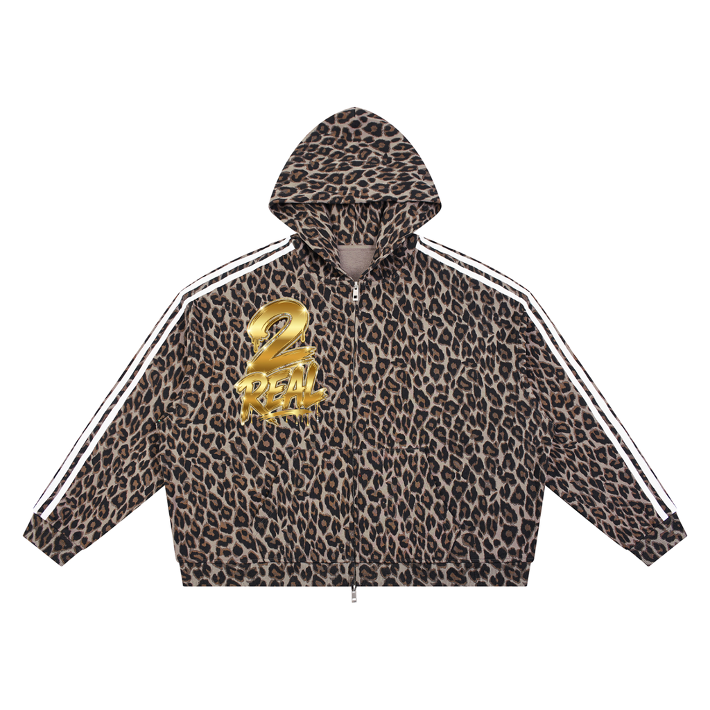 Unisex Leopard Full Zip Hoodie