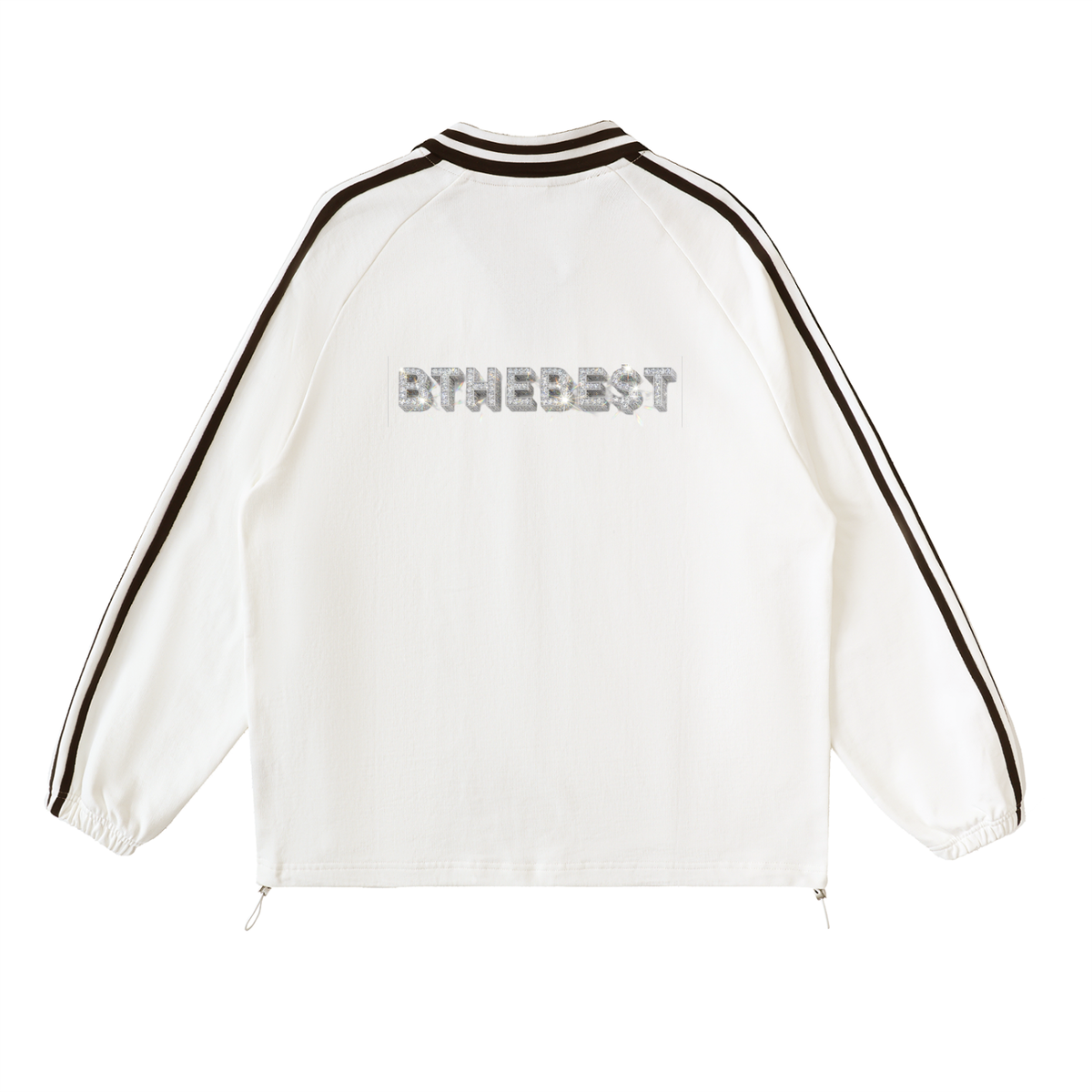 Contrast Striped Lapel Collar Sweatshirt