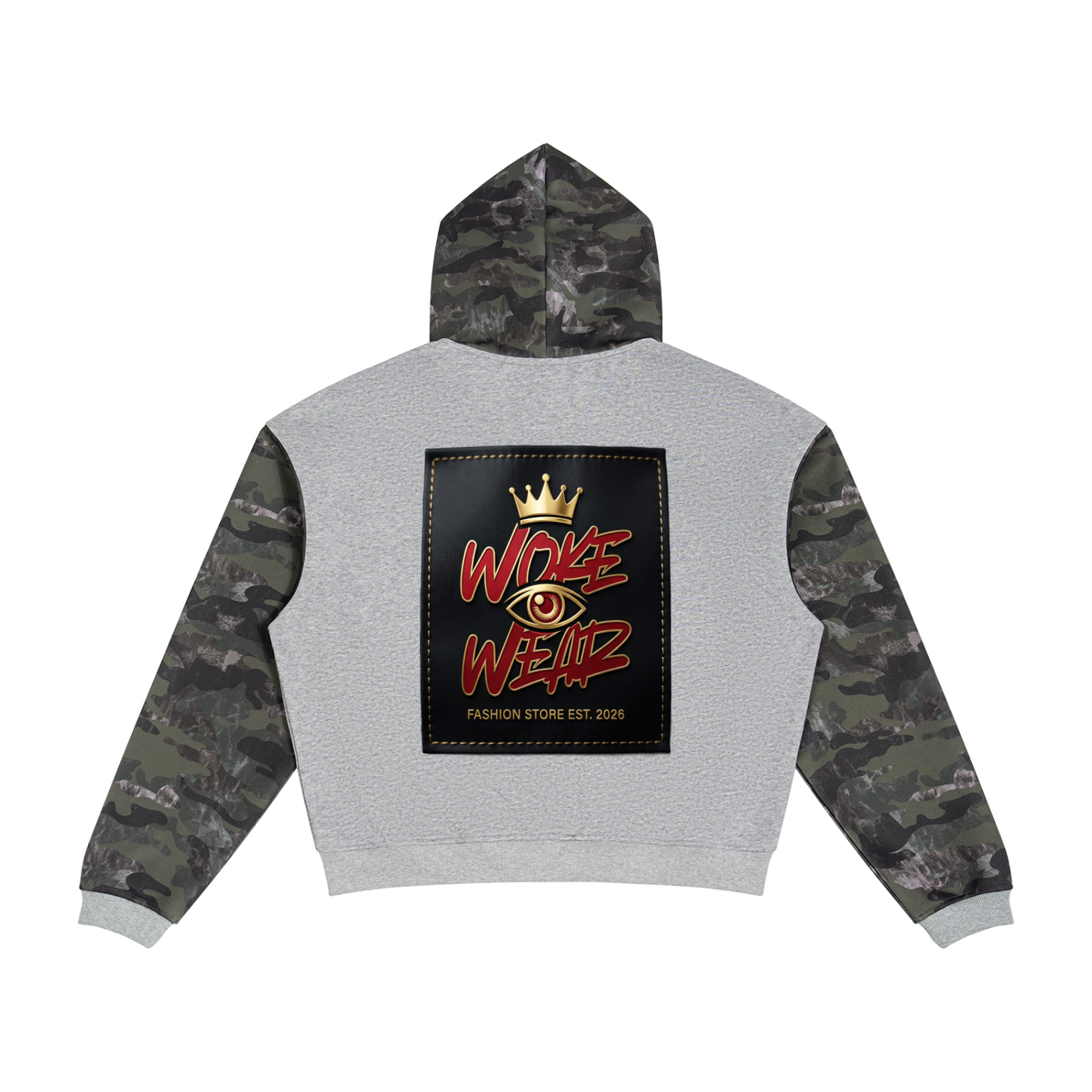 Unisex Colorblock Camo Full Zip Boxy Hoodie