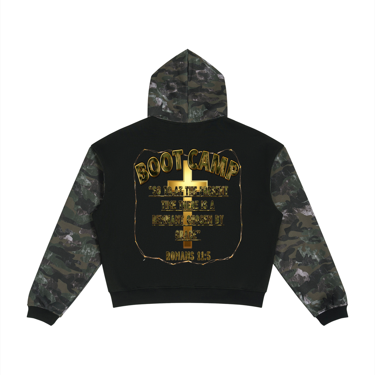 Unisex Colorblock Camo Full Zip Boxy Hoodie