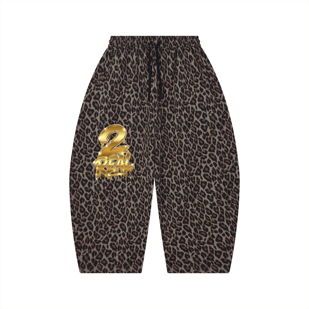 Unisex Leopard Barrel Leg Sweatpants