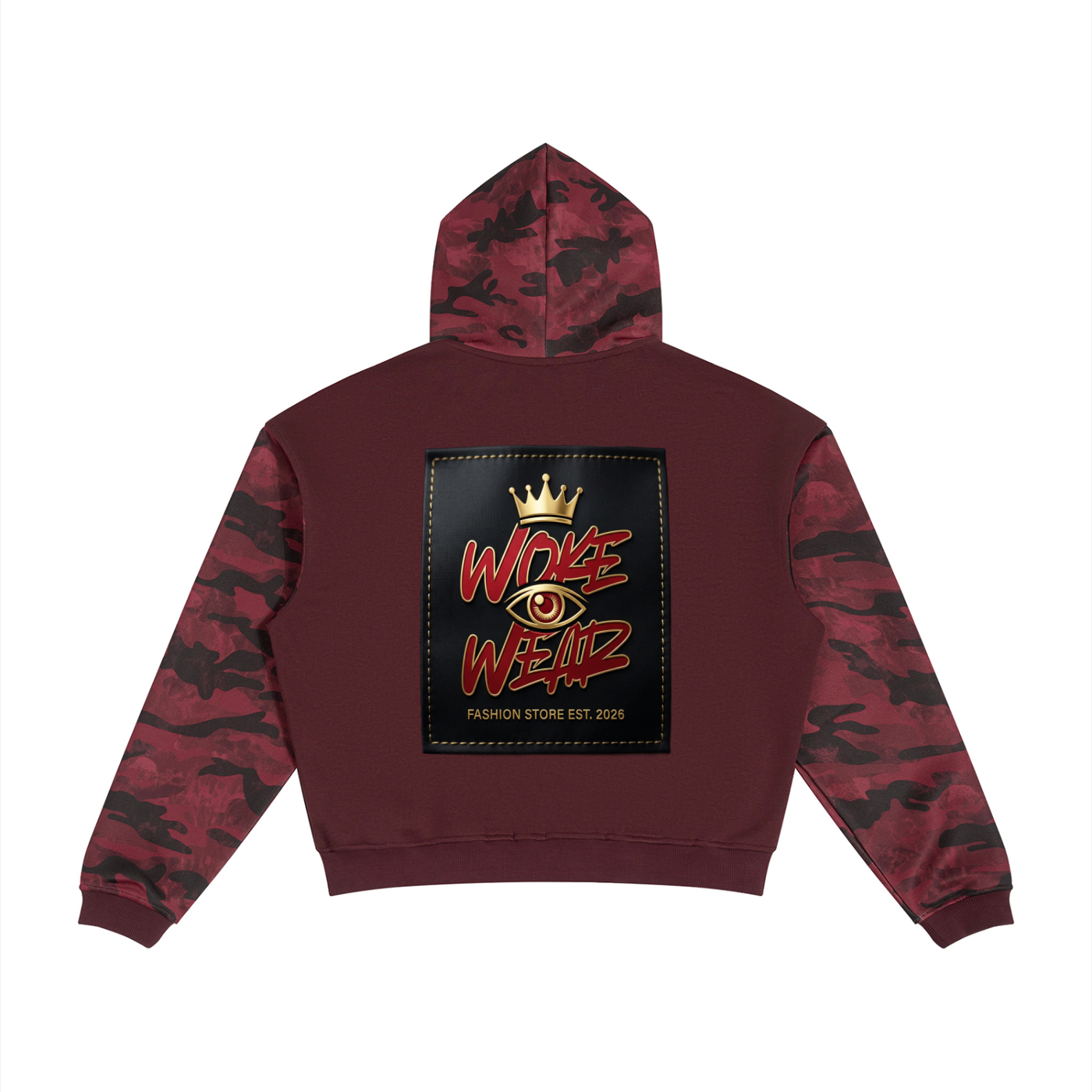 Unisex Colorblock Camo Full Zip Boxy Hoodie