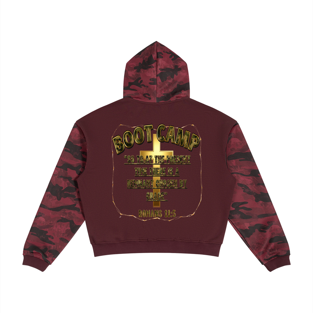 Unisex Colorblock Camo Full Zip Boxy Hoodie