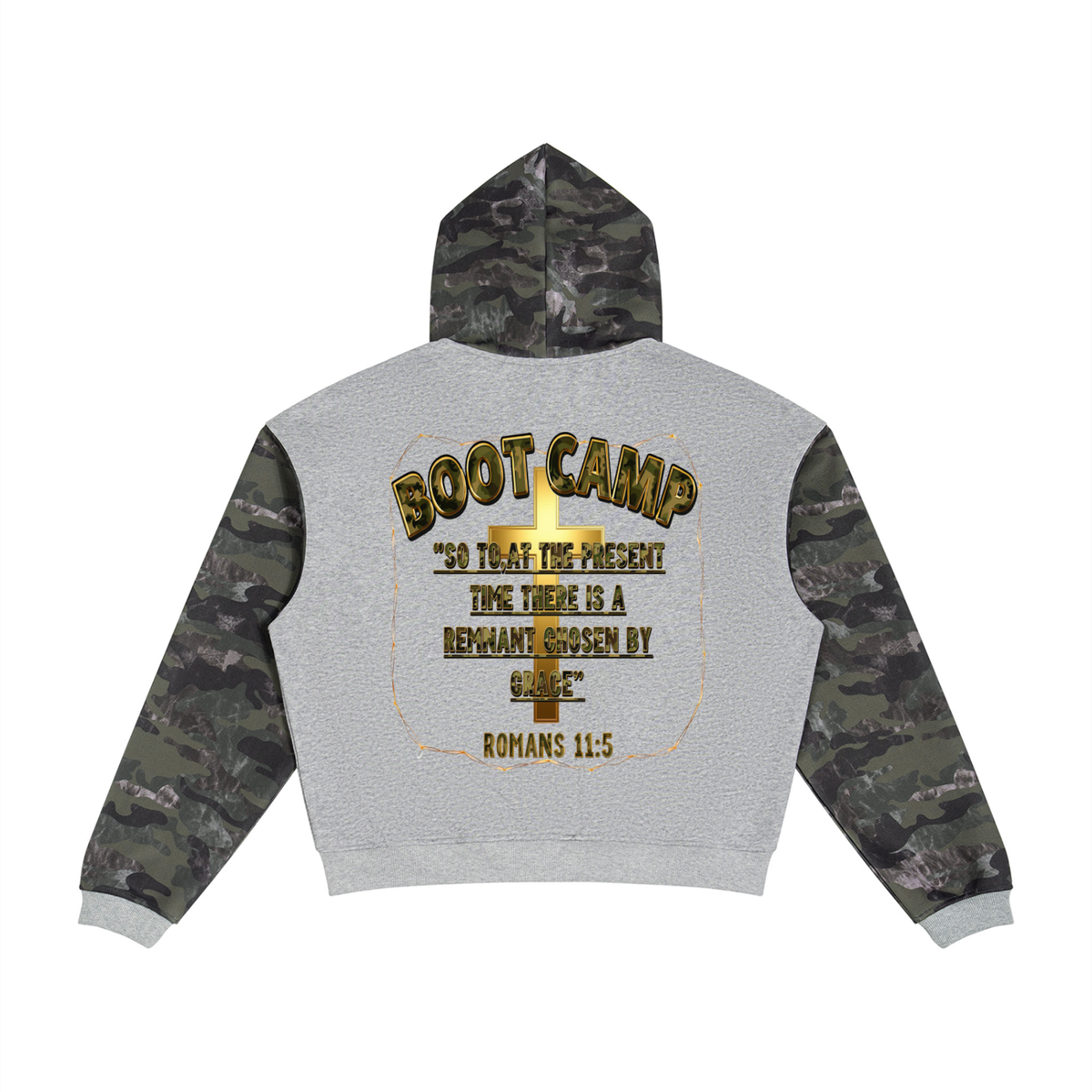 Unisex Colorblock Camo Full Zip Boxy Hoodie